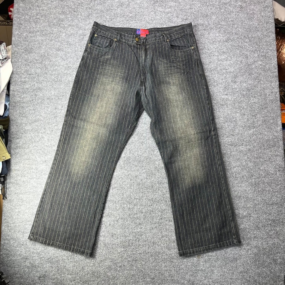 VTG Deadstock Y2K Super S Jeans Men's‎ Denim Hickory Pinstripe Straight - 38X29